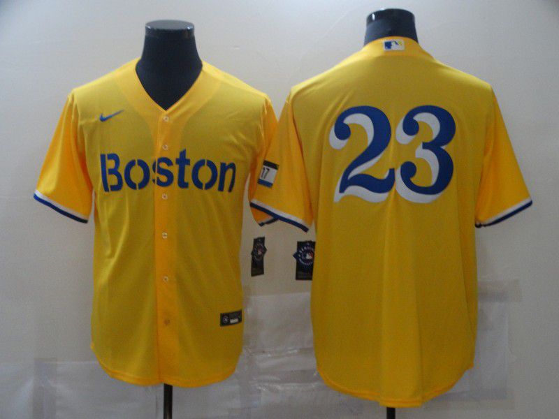 Men Boston Red Sox #23 No name Yellow Game 2021 Nike MLB Jerseys->customized nfl jersey->Custom Jersey